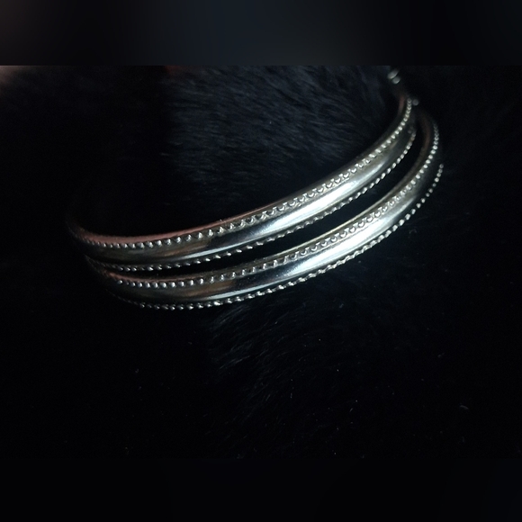 Vintage Silver Hoop Earrings - Picture 3 of 5